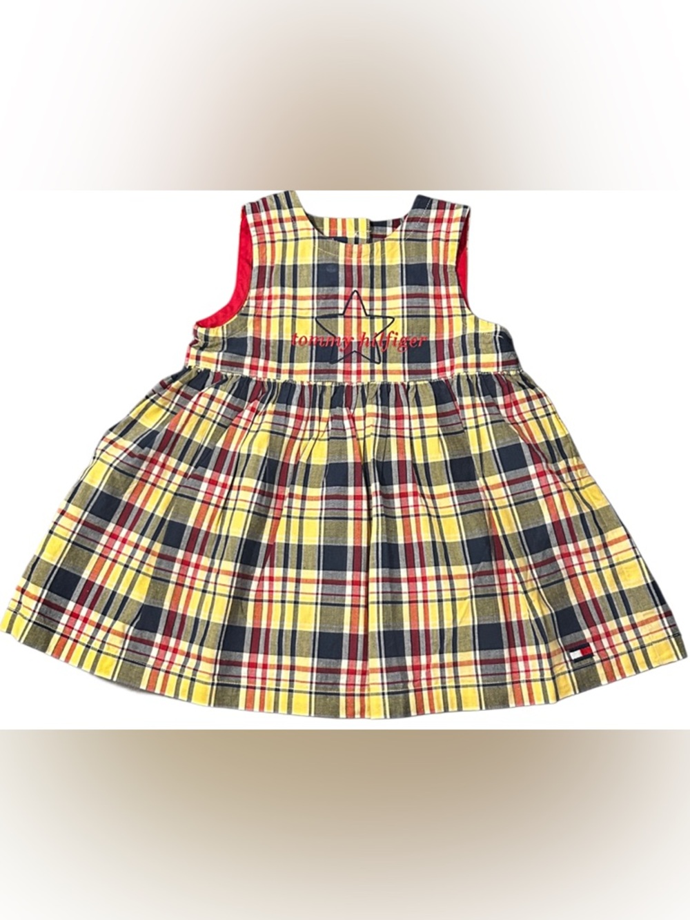 VTG Tommy Hilfiger Baby Girl Plaid Dress 12-18M | Embroidered Star Logo